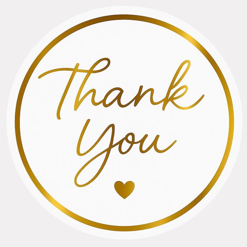 FEELOVE 1.5" Gold Thank You Stickers, 200 Pcs Self-Adhesive Envelope Seals Sticker for Packaging, Small Business, Wedding, Party - Image 1
